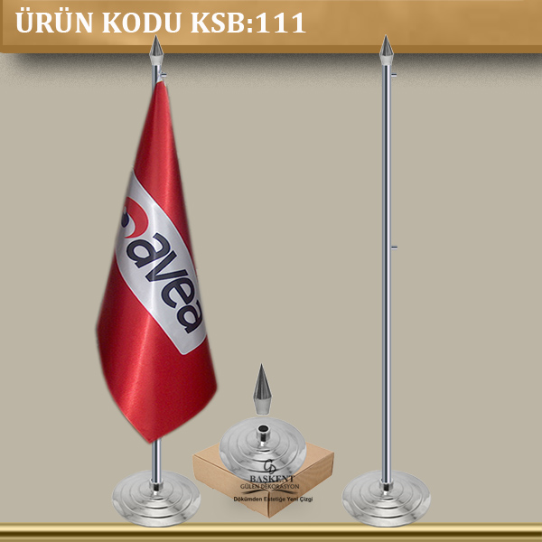 Krom Salon Makam Bayrak Direği Mızrak Uçlu