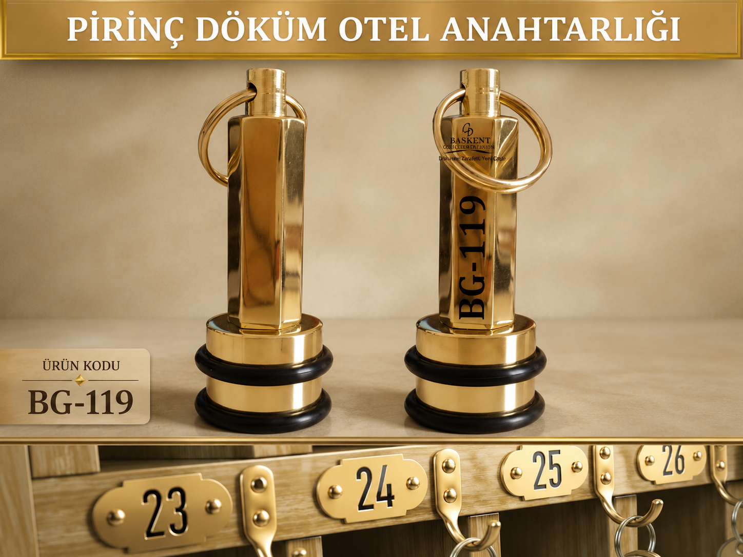  Pirinç Döküm Otel Anahtarlığı