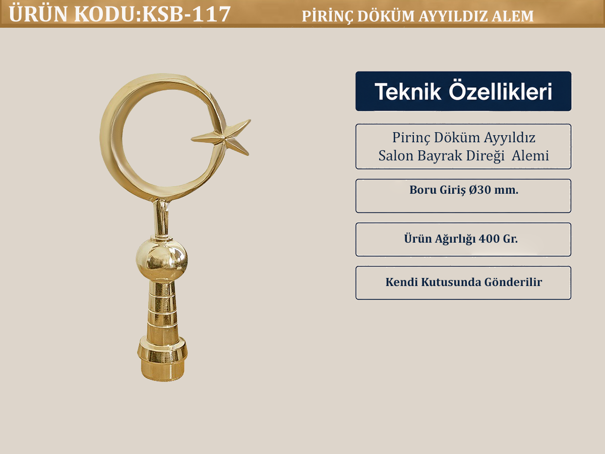 Pirinç Döküm Ayyıldız Alem