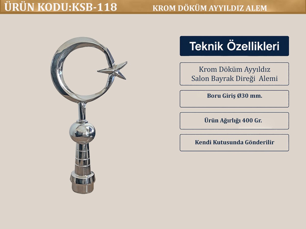 Krom Kaplama Döküm Ayyıldız Alem
