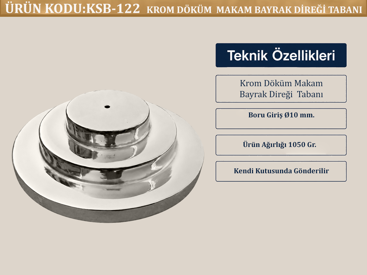 Krom Döküm Bayrak Direği Tabanı