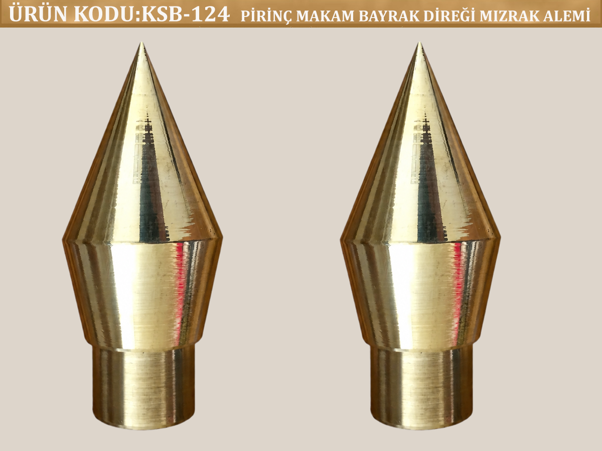 Pirinç  Kaplama Mızrak Alem
