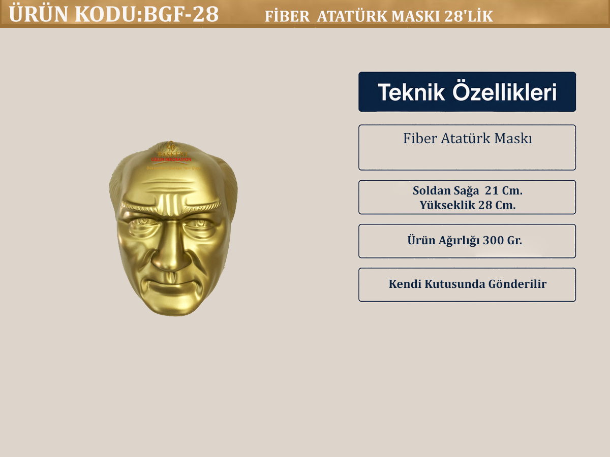 FİBER  ATATÜRK MASKI 28'LİK