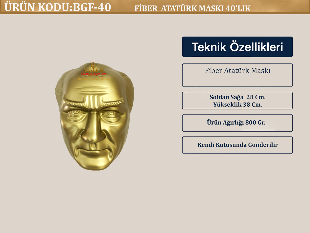 FİBER ATATÜRK MASKI 40'LIK
