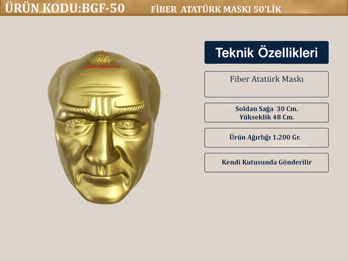 FİBER ATATÜRK MASKI 50'LİK