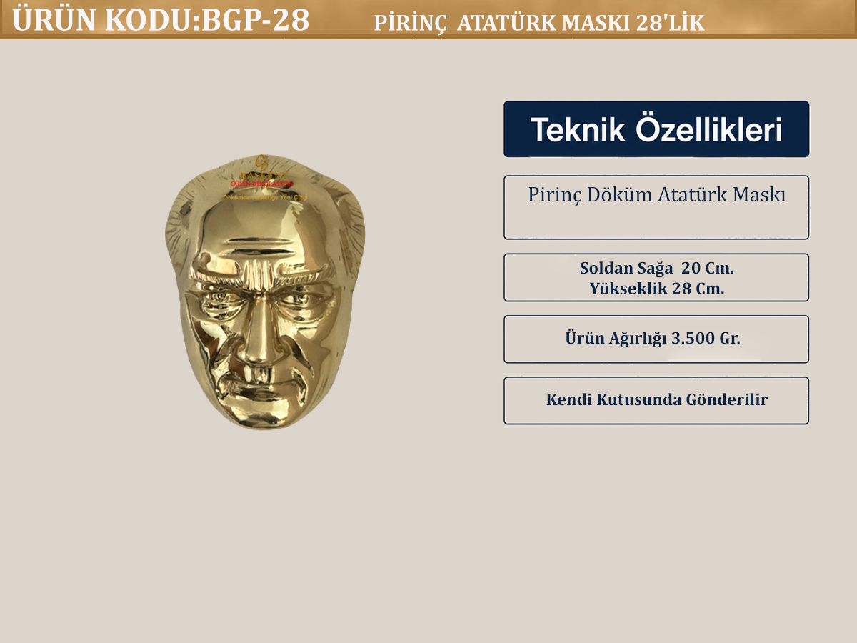 PİRİNÇ ATATÜRK MASKI 28'LİK
