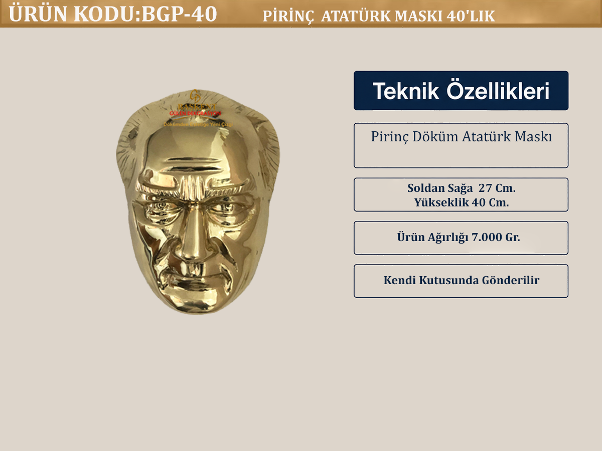 PİRİNÇ ATATÜRK MASKI 40'LIK