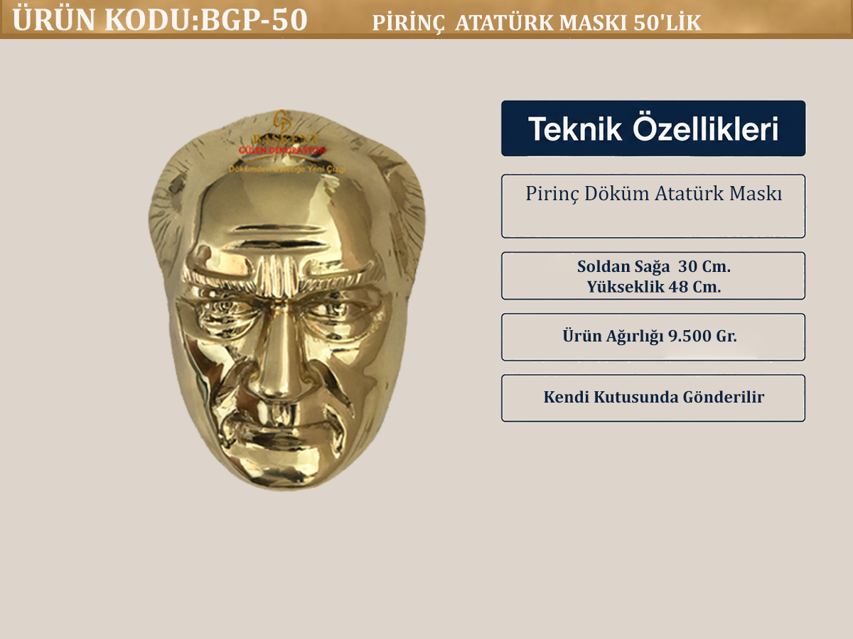 PİRİNÇ ATATÜRK MASKI 50'LİK